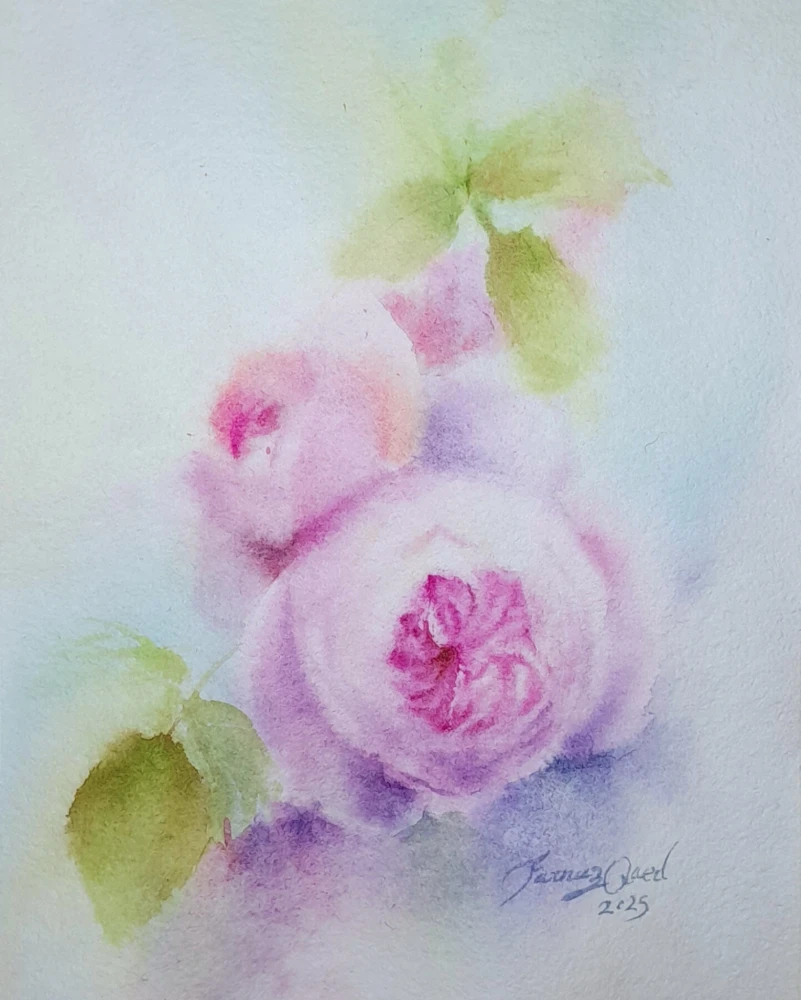 مراحل اجرای نقاشی آبرنگ گل ۷