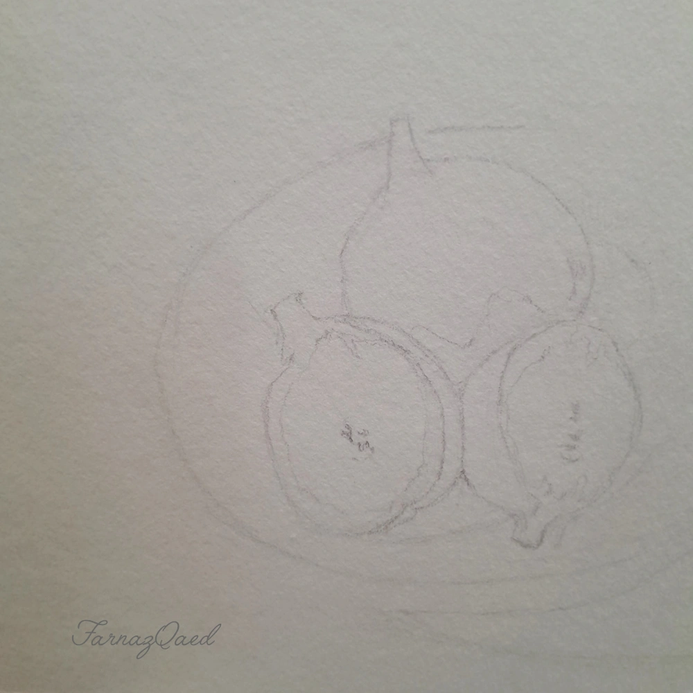 طراحی اولیه روی مقوای آبرنگ